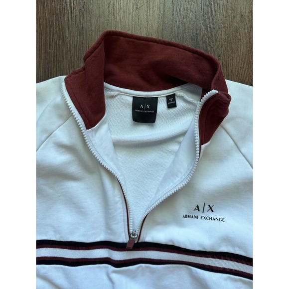 Armani Exchange Womens Size S Quarter Zip High Neck Sweatershirt Designer White - Picture 9 of 11